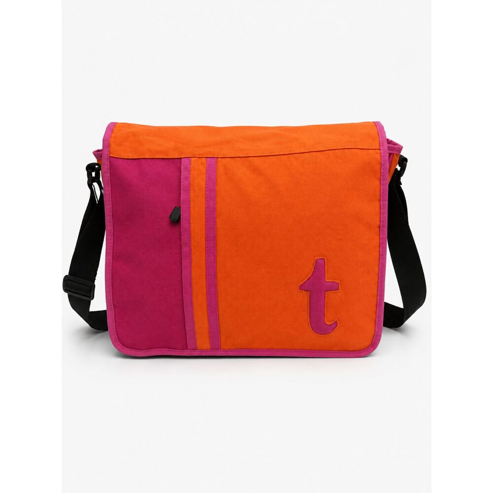 Vintage Y2K Orange Pink Messenger Bag Large Laptop School Crossbody